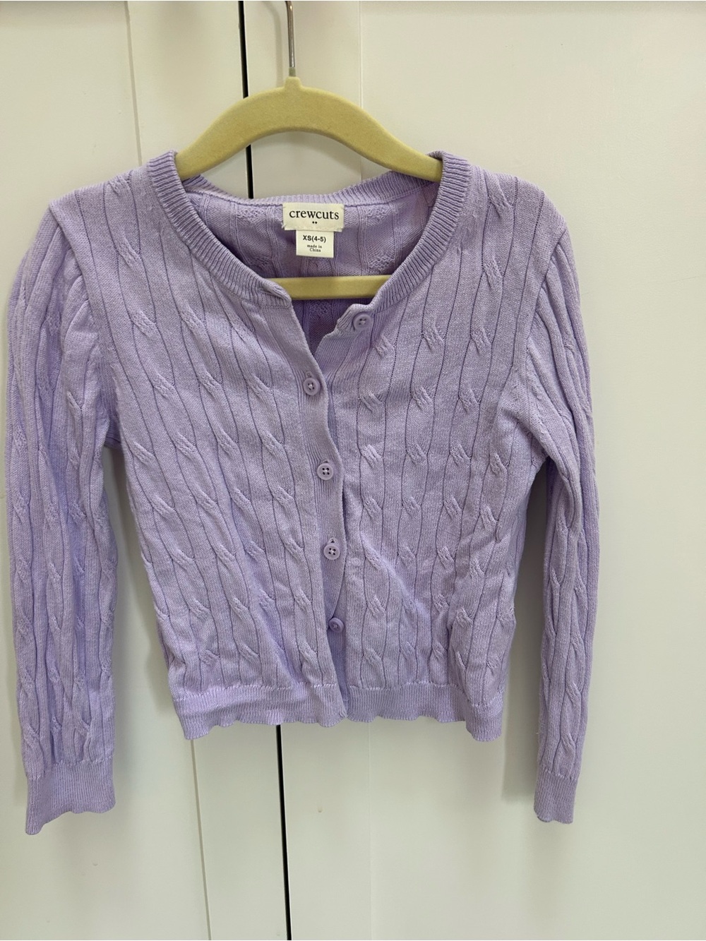 Crewcuts Lavender Cable-Knit Button-Up Cardigan